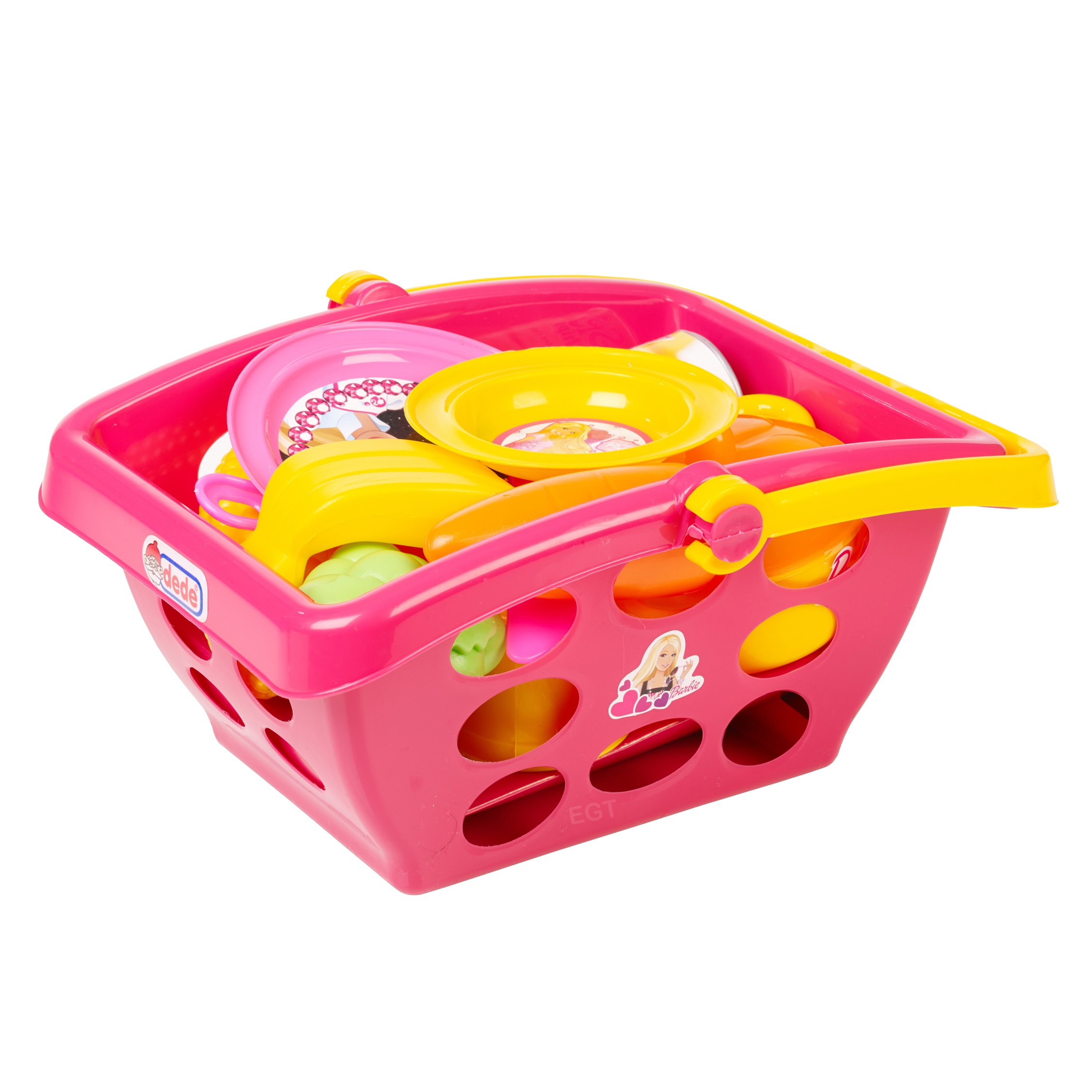 Girls Barbie Market Shopping Basket Role Play Toy Plastic Fruit Food