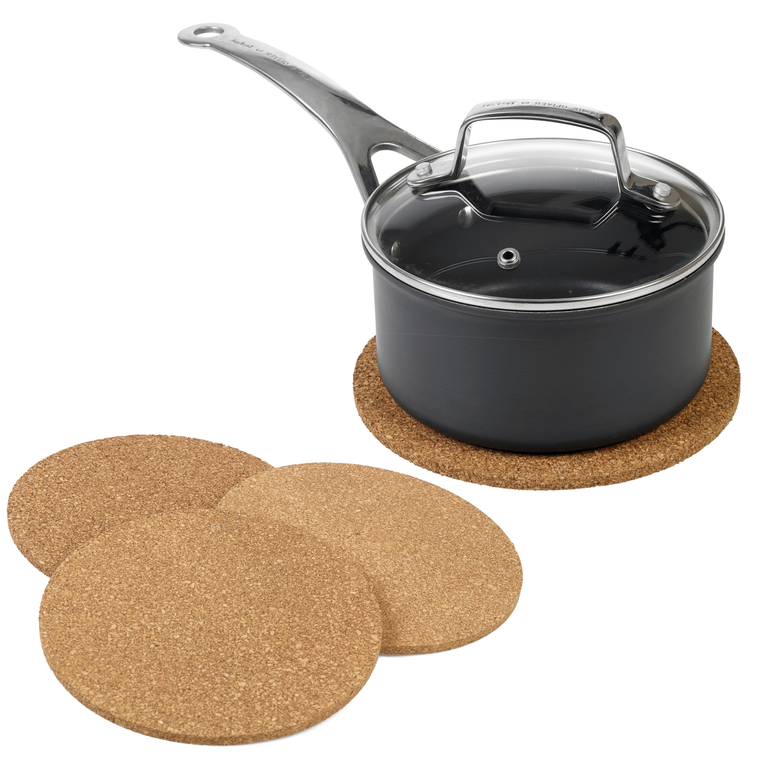 Three 20cm Natural Cork Heat Resistant Hot Pots Pans Coasters Worktop