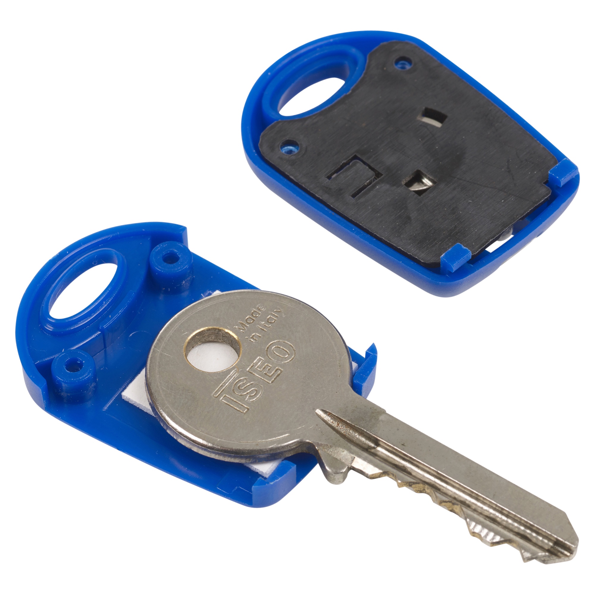 2 x Plastic Key Fob Covers with LED Light Torch Keyring Blue White