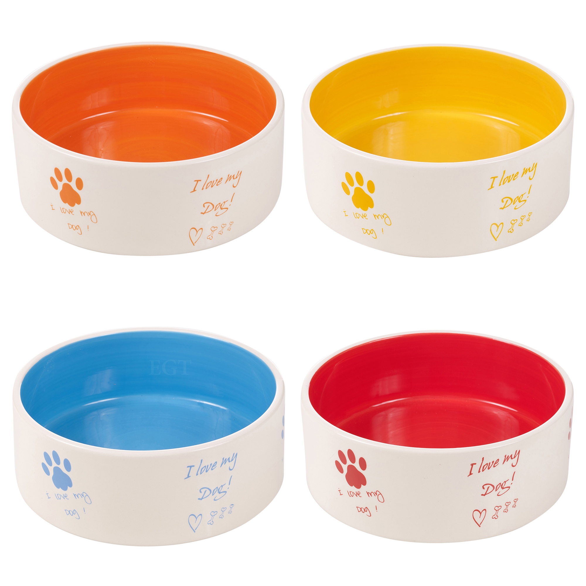 Ceramic Dog Feeding Bowl Puppy Pet Paw Design Microwave Safe Water Food