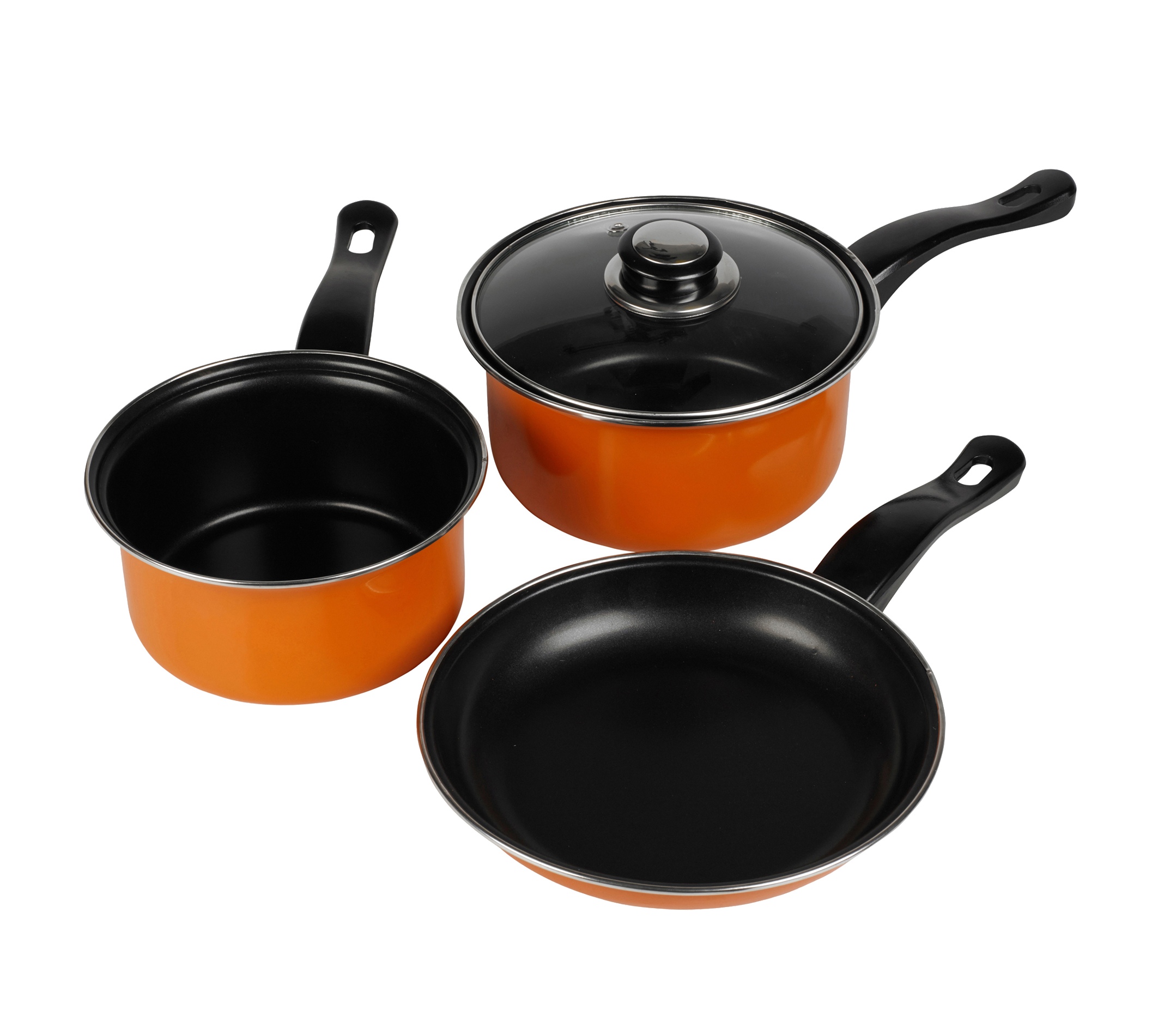 3 Piece Urbn Chef Carbon Steel Non Stick Pots And Pans Saucepan Lid Cookware Set 1739