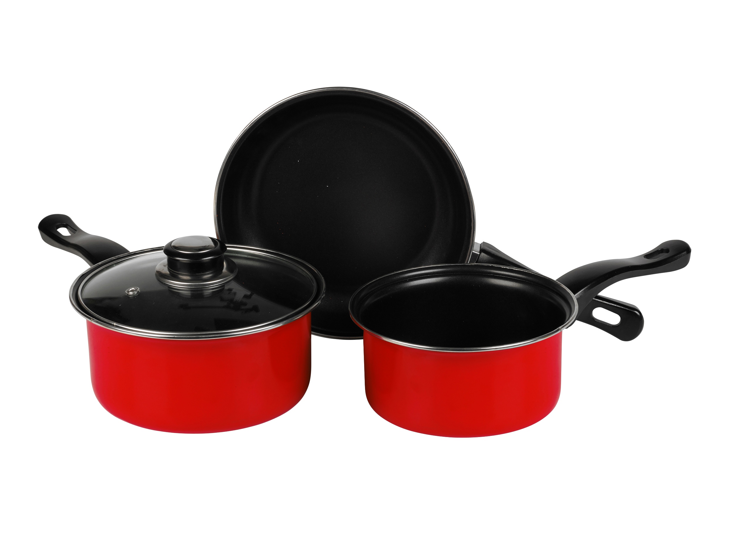 3 Piece Urbn Chef Carbon Steel Non Stick Pots And Pans Saucepan Lid Cookware Set Ebay 7155