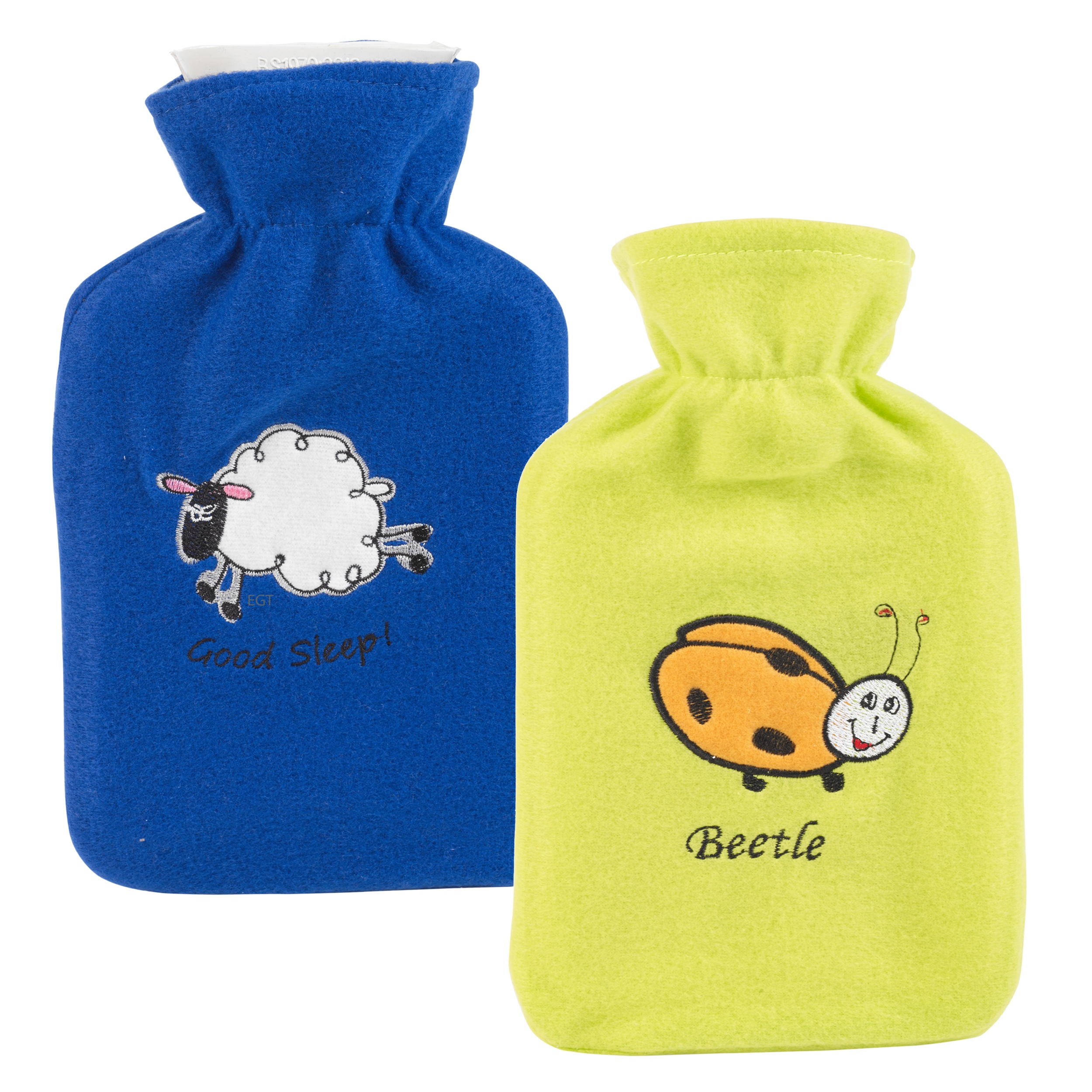 1L Rubber Hot Water Bottle With Fleece Cover Screw Tight Cap Childrens ...