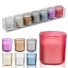 7pc Coloured Candle Set in Glasses [535197]