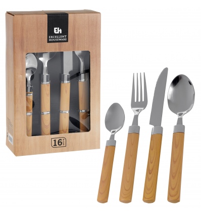 16pc Wood Look Handle Cutlery Set [249296]