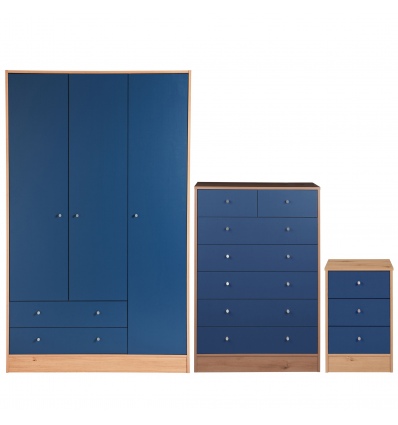 Malibu Furniture Set: Wardrobe, 4+2 Chest & Bedside Table