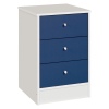 Malibu 3 Drawer Bedside Chest - Blue on White [146/5730]