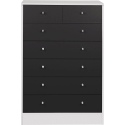 Malibu 5+2 Drawer Chest - Black on White [152/6095]