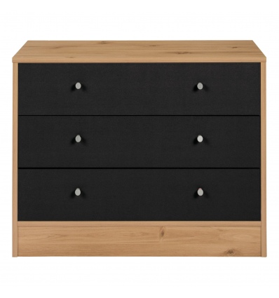 Malibu 3 Drawer Wide Chest - Black on Pine [146/4119]