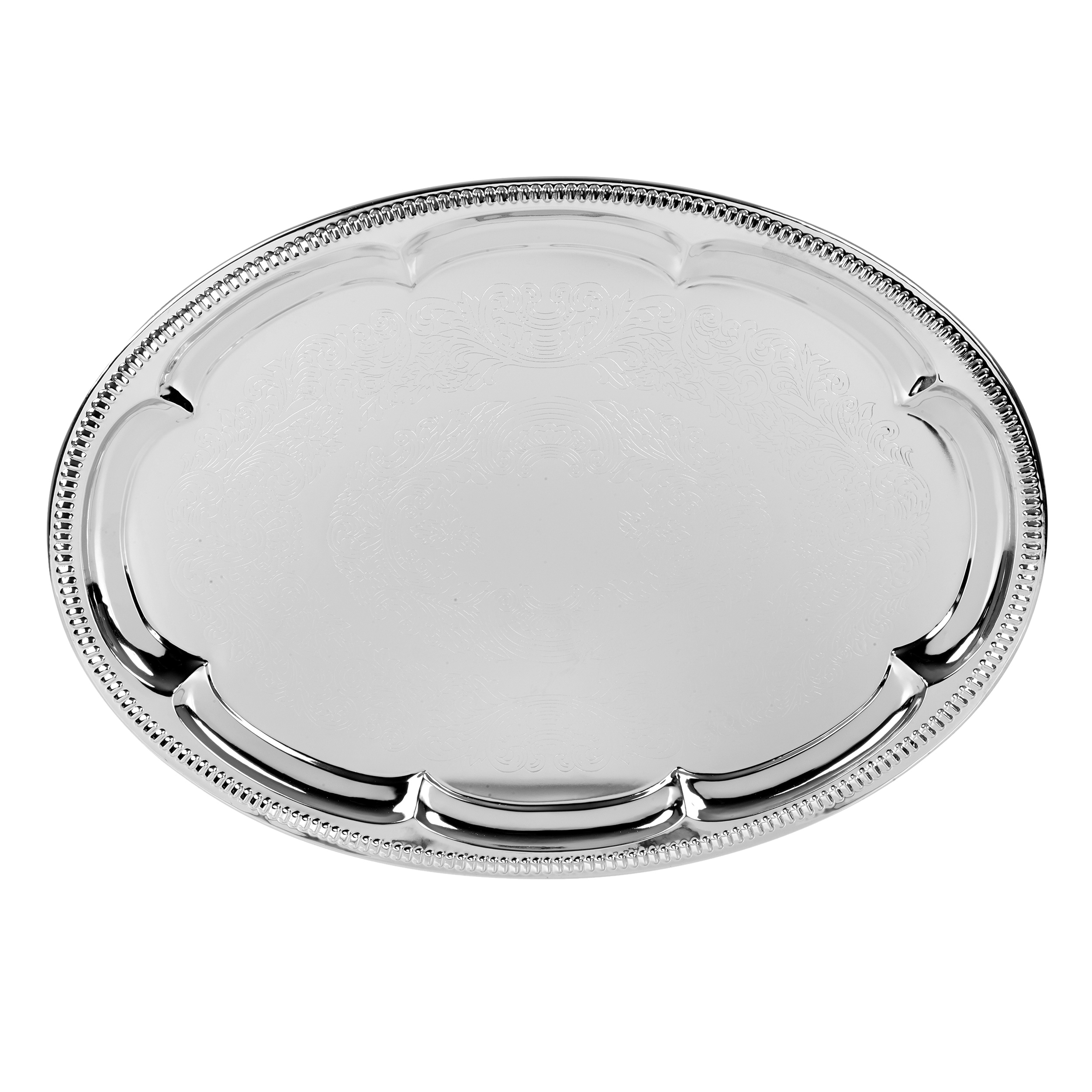 Oval Silver Effect Serving Plate Dinner Tray Platter Mirror Polished 