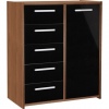 Sywell 5 Drawer 1 Door Chest - Walnut Effect and Black [1876154]