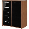 Sywell 5 Drawer 1 Door Chest - Walnut Effect and Black [1876154]