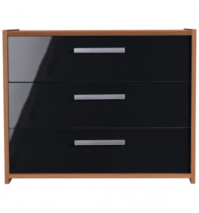 Sywell 3 Drawer Chest - Walnut Effect and Black Gloss [1717316]