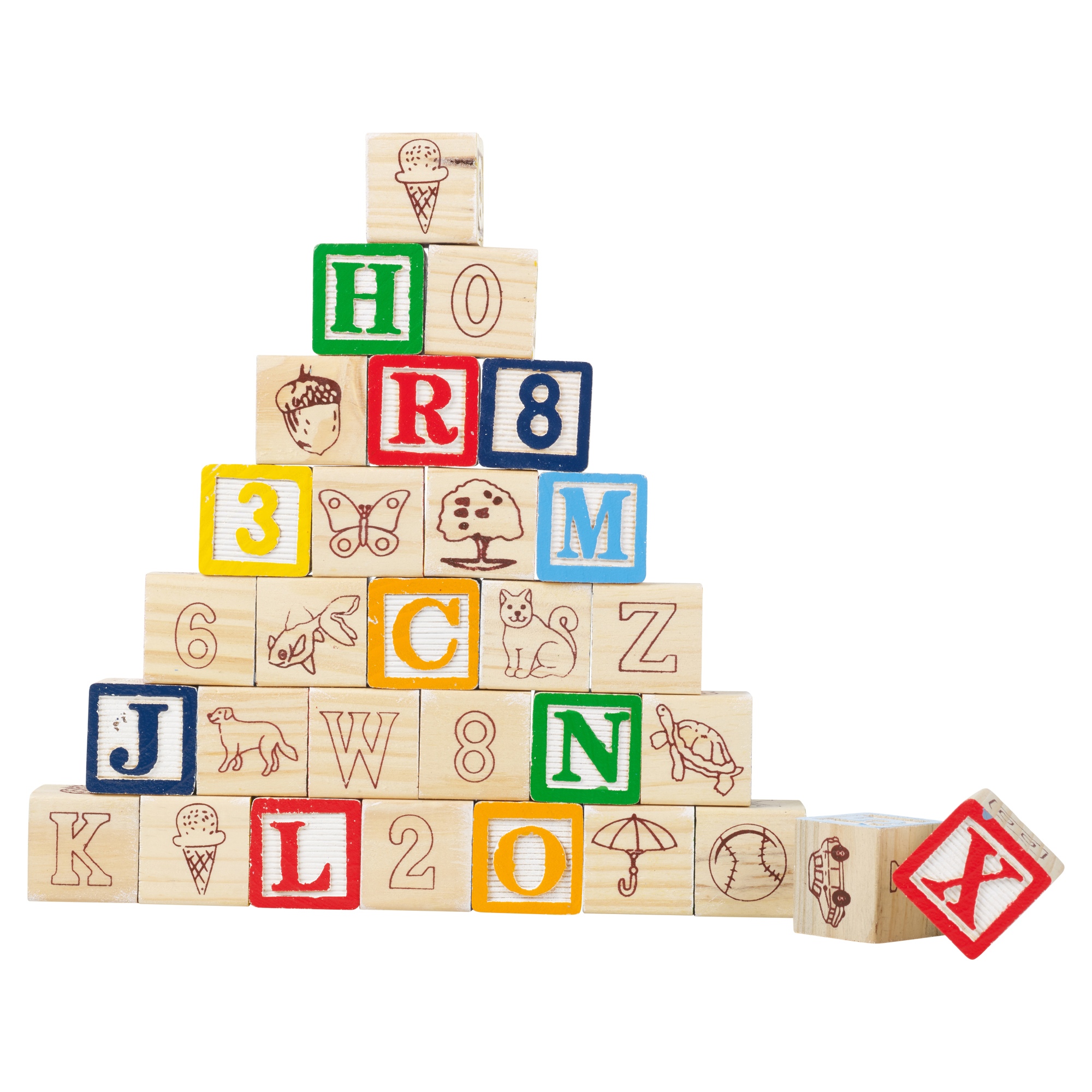 Kids Educational Wooden Cubes Numbers Letters Toy Game Playset Alphabet 