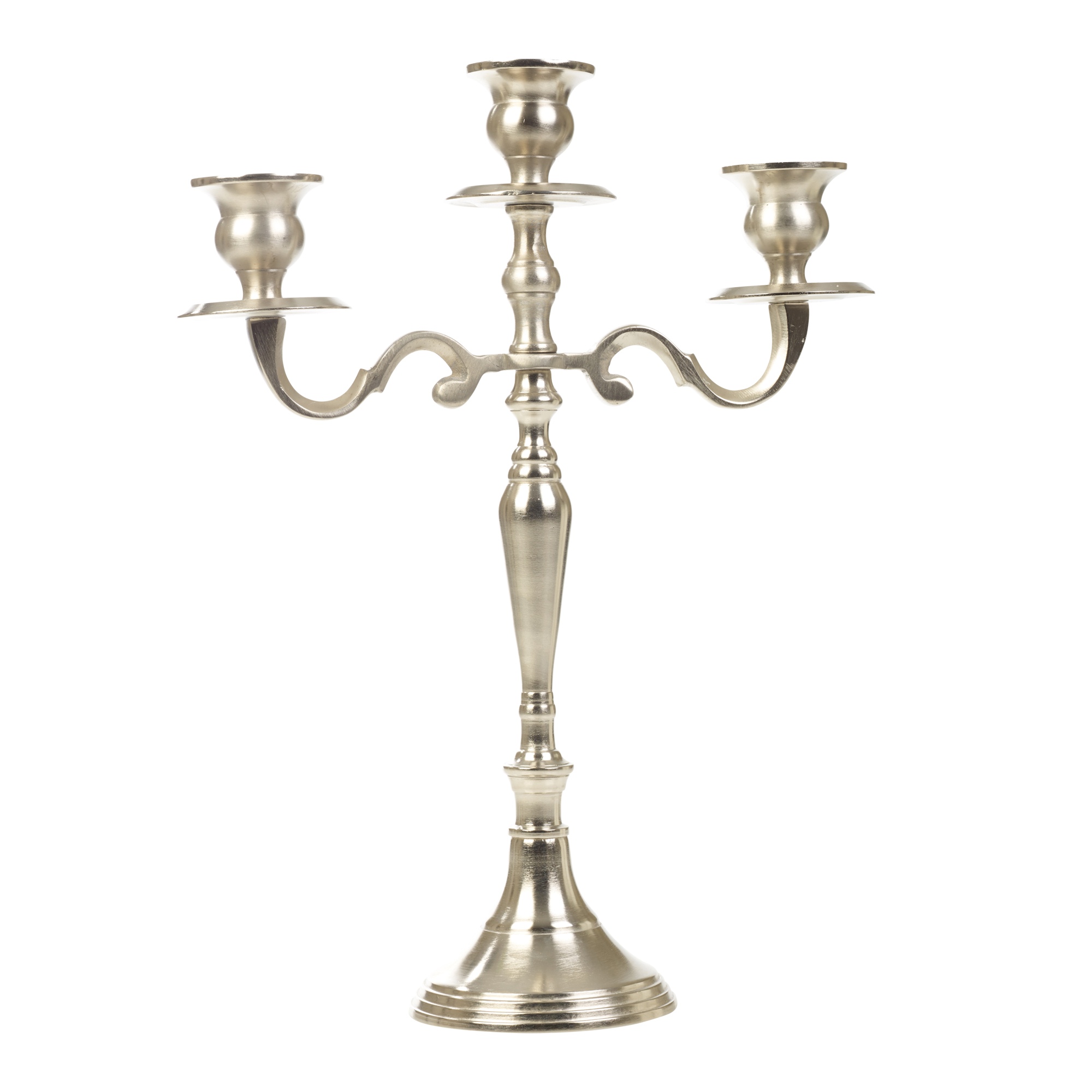 Traditional 3 Arm Candelabra Brushed Aluminium Candlesticks Candle ...