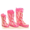 GIRLS PINK WELLIES WITH HEARTS AND FLOWERS PRINT