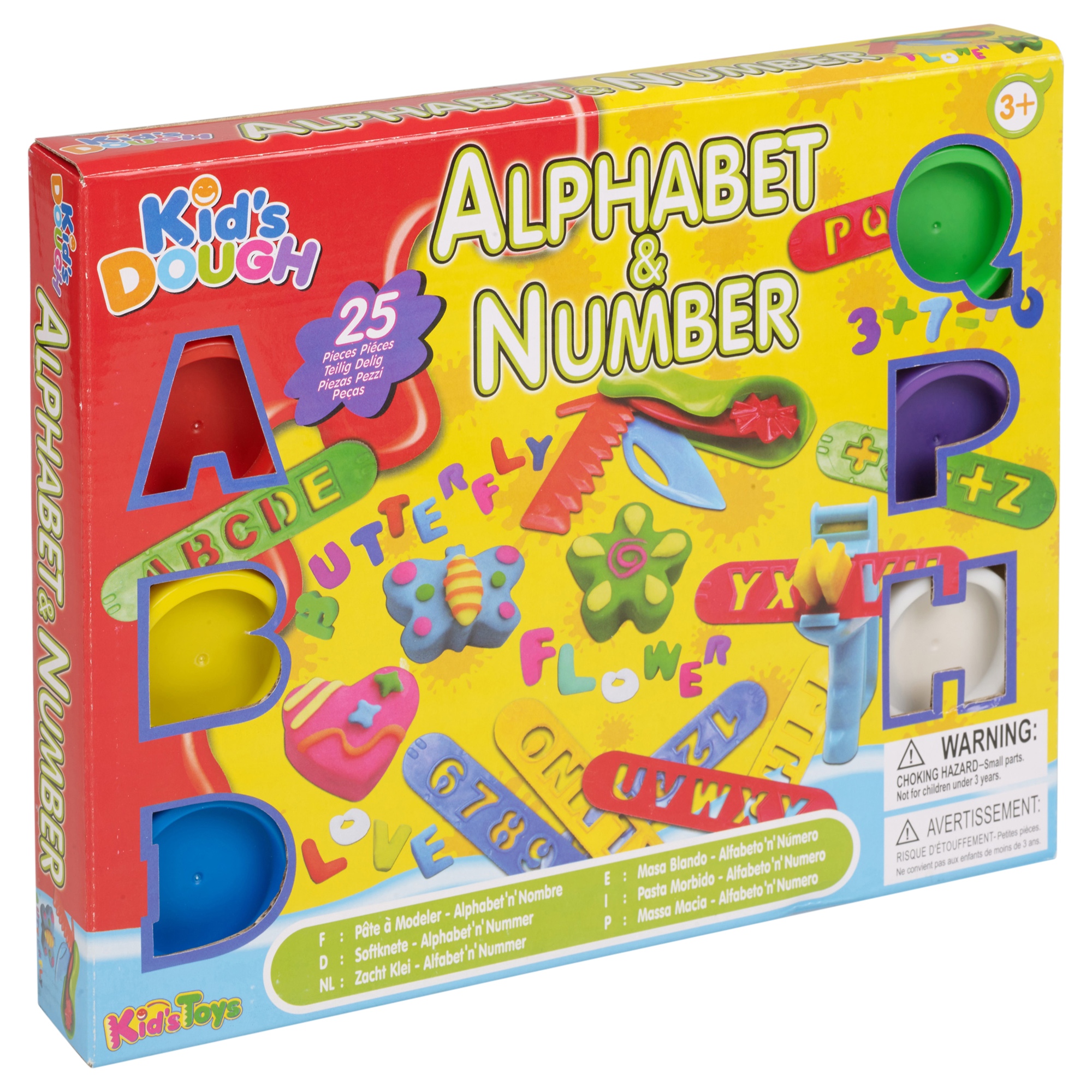 25pc Kids Play Dough Tubs & Shaping Sets Alphabet & Number Craft ...