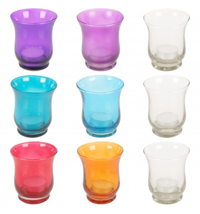 Arti Casa 3pc Coloured Glass Hurricane With Tea Light [547237]