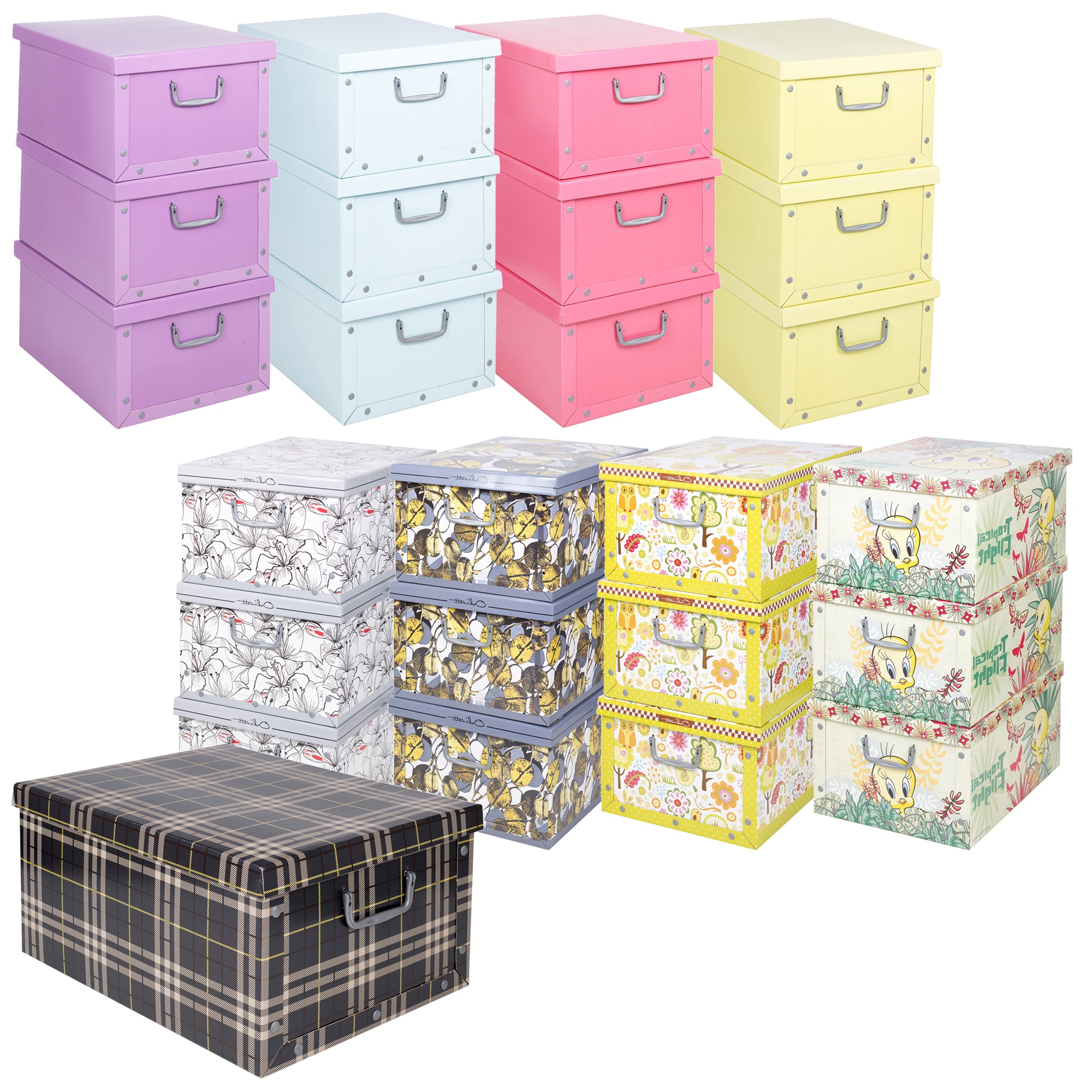 Set Of 3 Underbed Storage Boxes With Lid Handles Clothes Collapsible