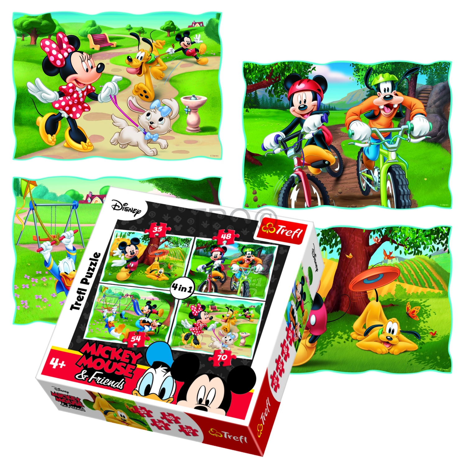 Trefl 4 in 1 35+48+54+70 Teile Mädchen Kinder Mickey Minnie Maus Puzzlespiel