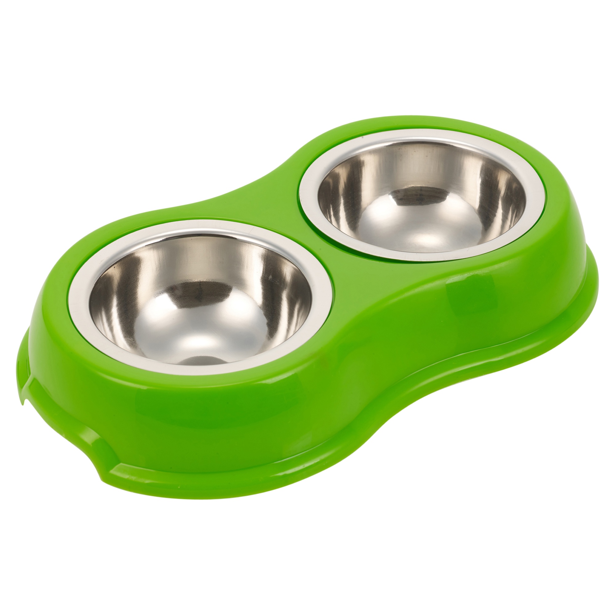 Dog Cat Pets Feeding Bowl Metal Bowls 2 Compartments Home Travel Food ...