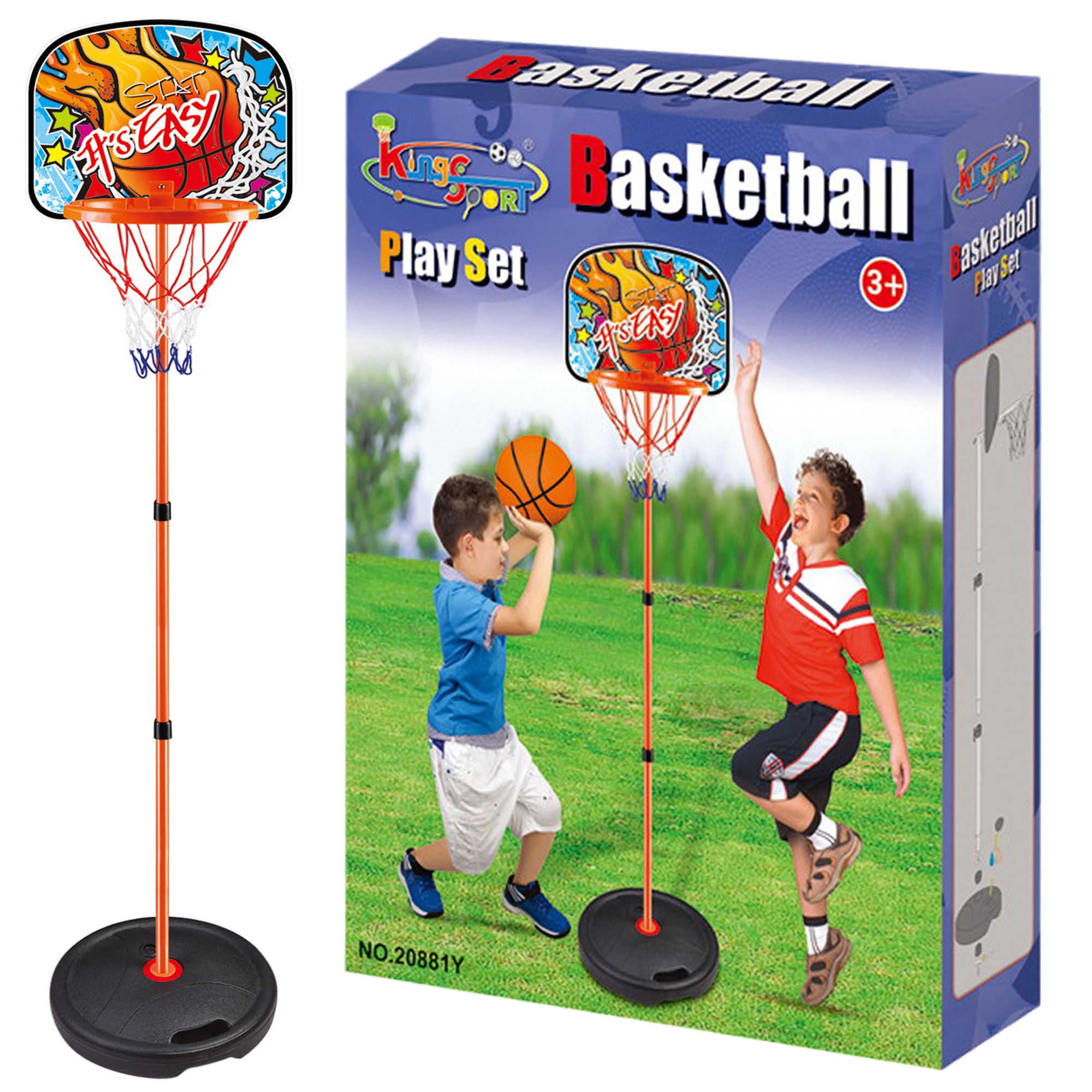 Children's Free Standing Basketball Set Adjustable Stand Hoop Net ...