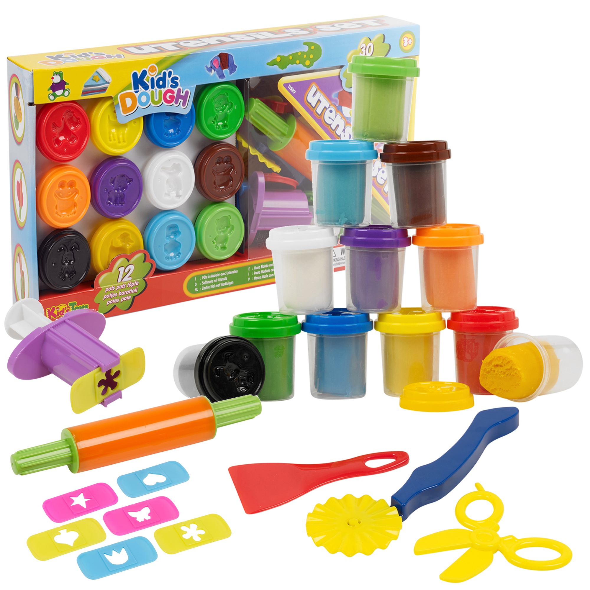 42 Piece Play Dough Craft Utensil Shapers & Tubs Gift Set Childrens ...