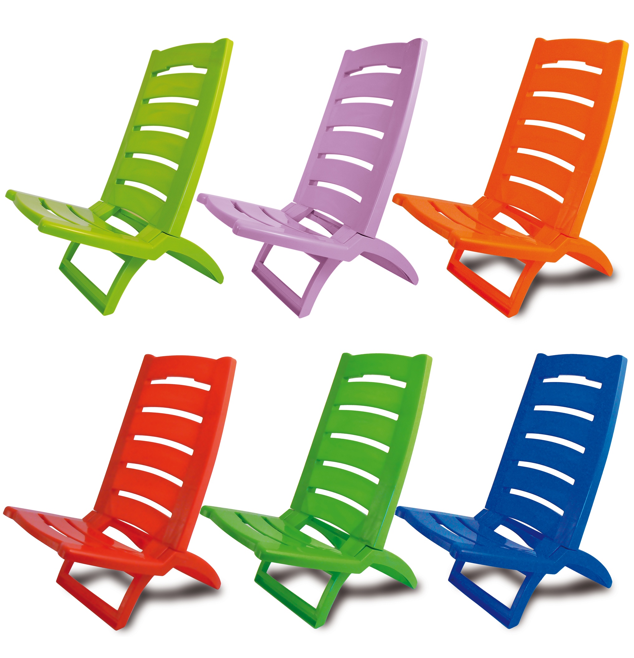 Plastic Portable Folding Low Beach Chairs Coloured Garden Picnic Deck