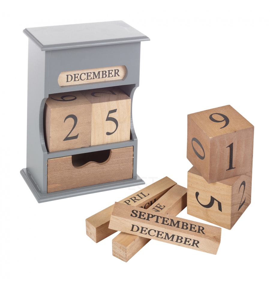 Wooden Calendar Rotating Blocks Calendar
