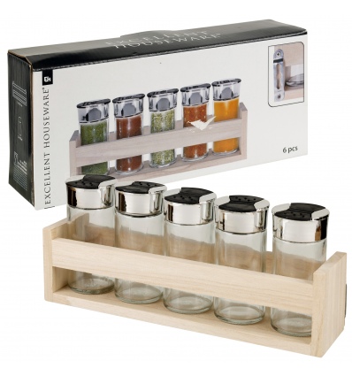 6pc Spice Jar with Wooden Stand [400731]