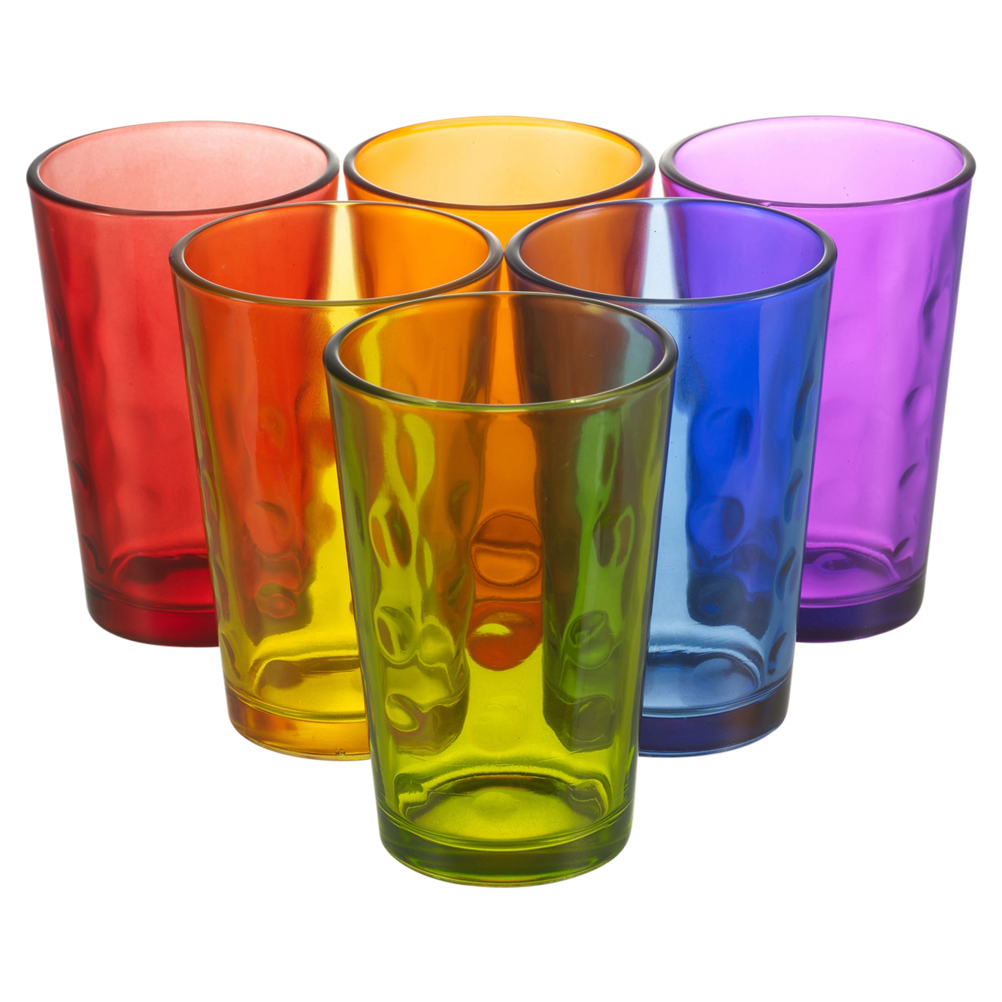 6 X Multi Coloured 240ml Drinking Glasses Set Dining Party Cups Water Juice Ebay
