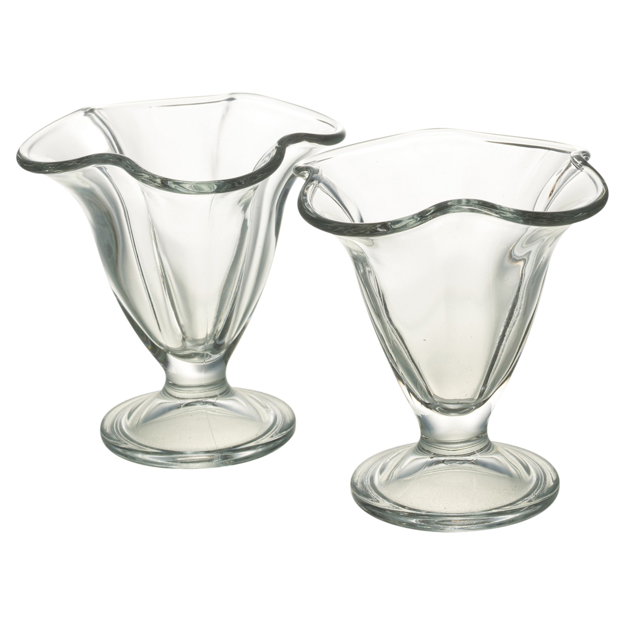 Set Of 2 4 6 Clear Glass Flower Shaped Ice Cream Cup Sundae Bowl Footed ...