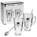 2 Glass  Mugs With Metal Spoons Box Pack [500250][580382]