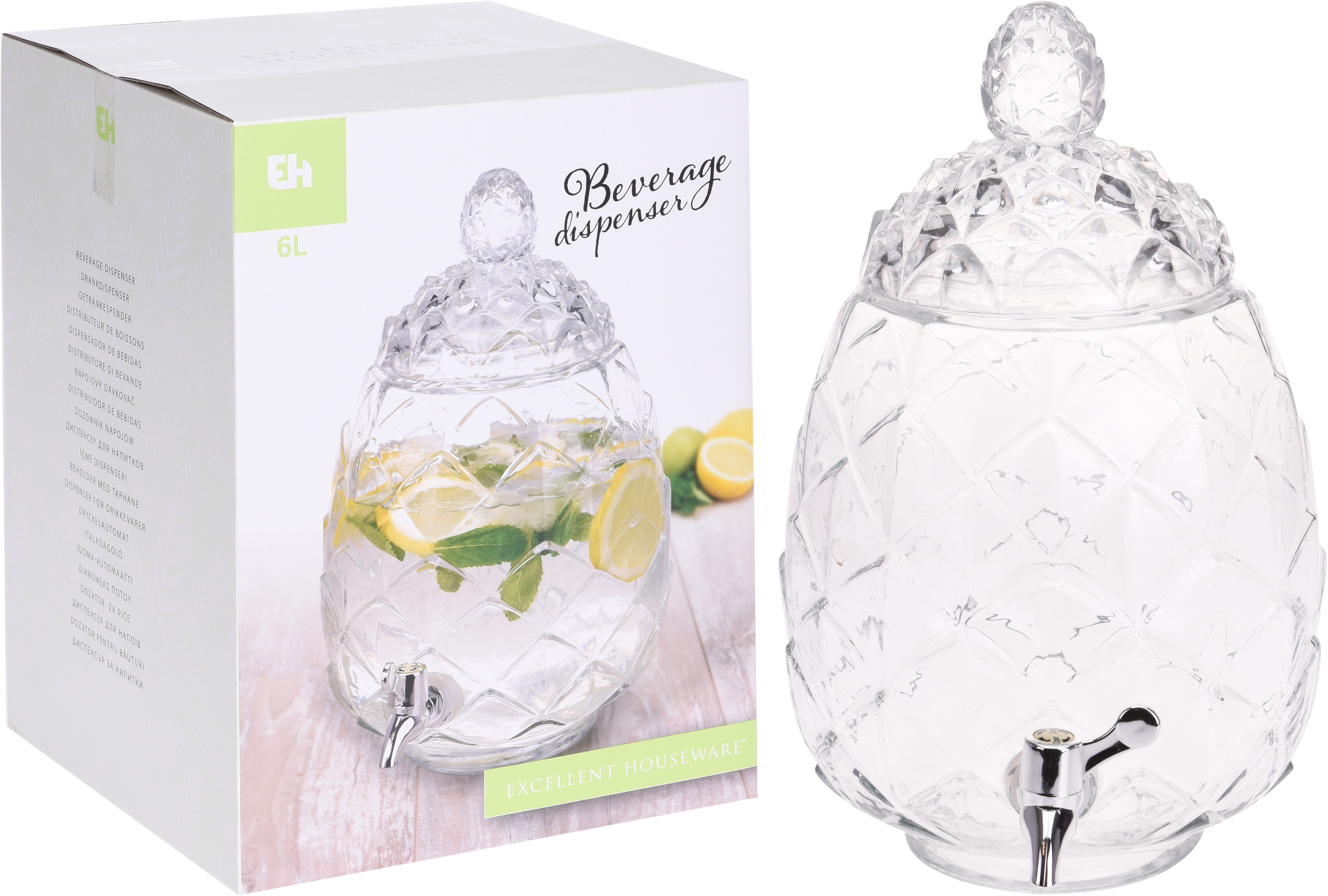 6L Pineapple Beverage Dispenser Glass Jar Juice Drinks Cocktails Outdoor Tap 8718158603753 eBay