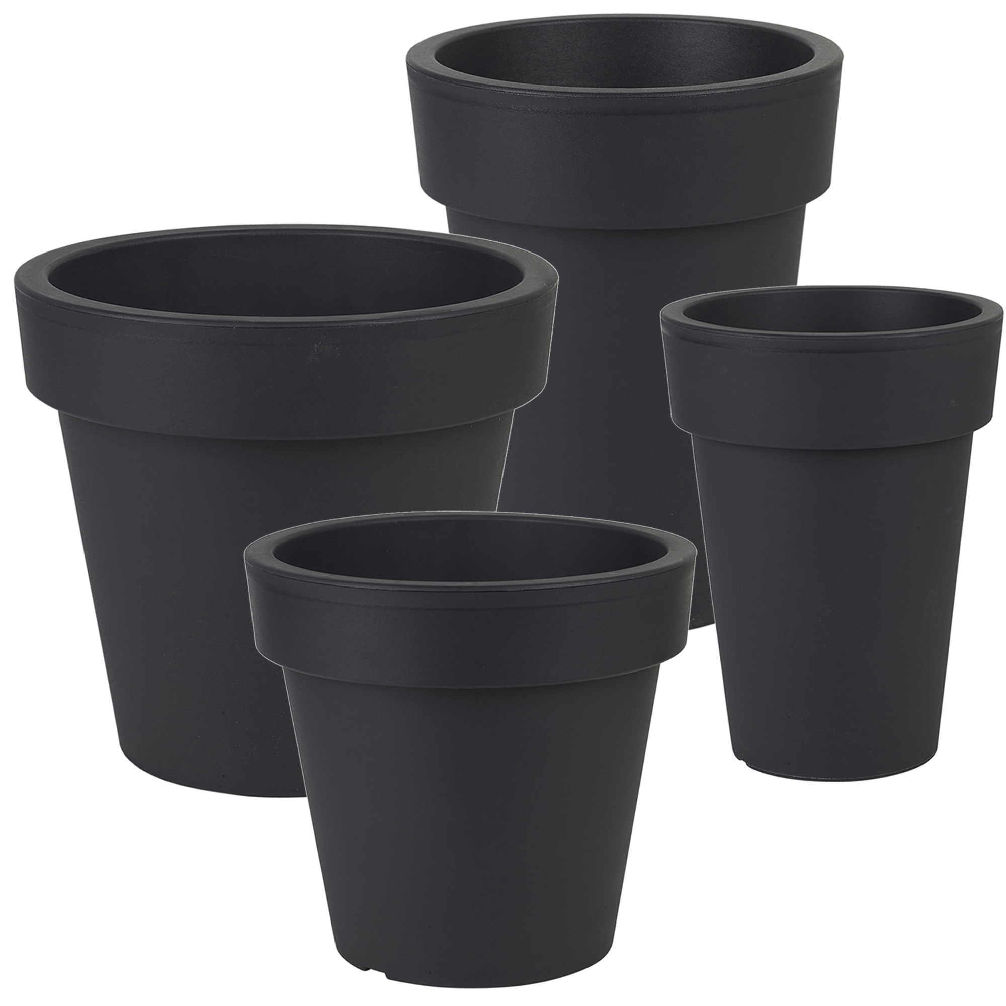 1 Or 2 Tall Round  Black Flower Plant  Pots  Plastic Planter 