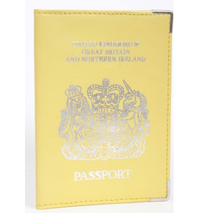 UK Real Leather Passport Holder (Yellow)