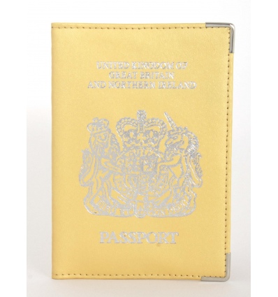 UK Real Leather Passport Holder (Amber Yellow)