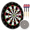 Professional Dart Board Deluxe Double 2 Sided 6 Weighted Darts NEW