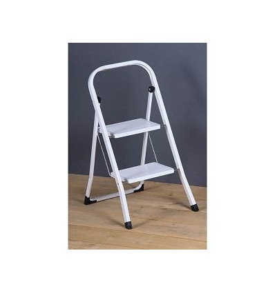 2 Step Household Ladder Kitchen stool Strong Metal White New [937687]