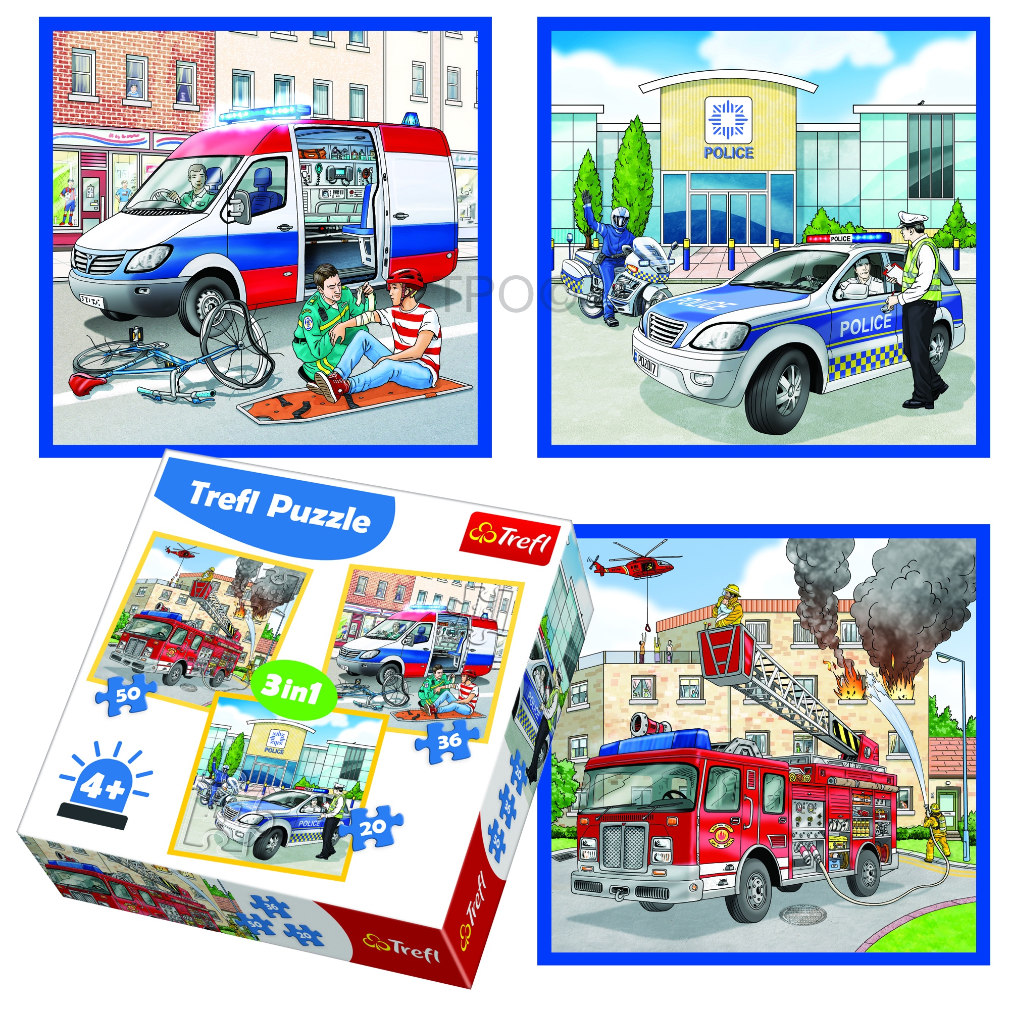 Trefl 3 In 1 20 + 36 + 50 Piece Kids Emergency Vehicles Safe Jigsaw Puzzle NEW 5900511348361 eBay