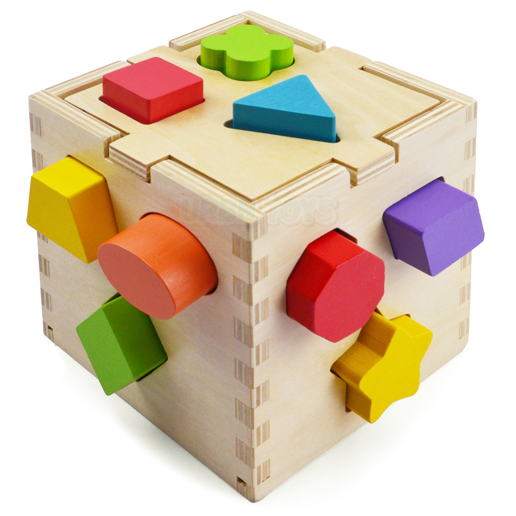 Kids Wooden Colour Blocks Shape Sorter Puzzle Cube Box Preschool ...