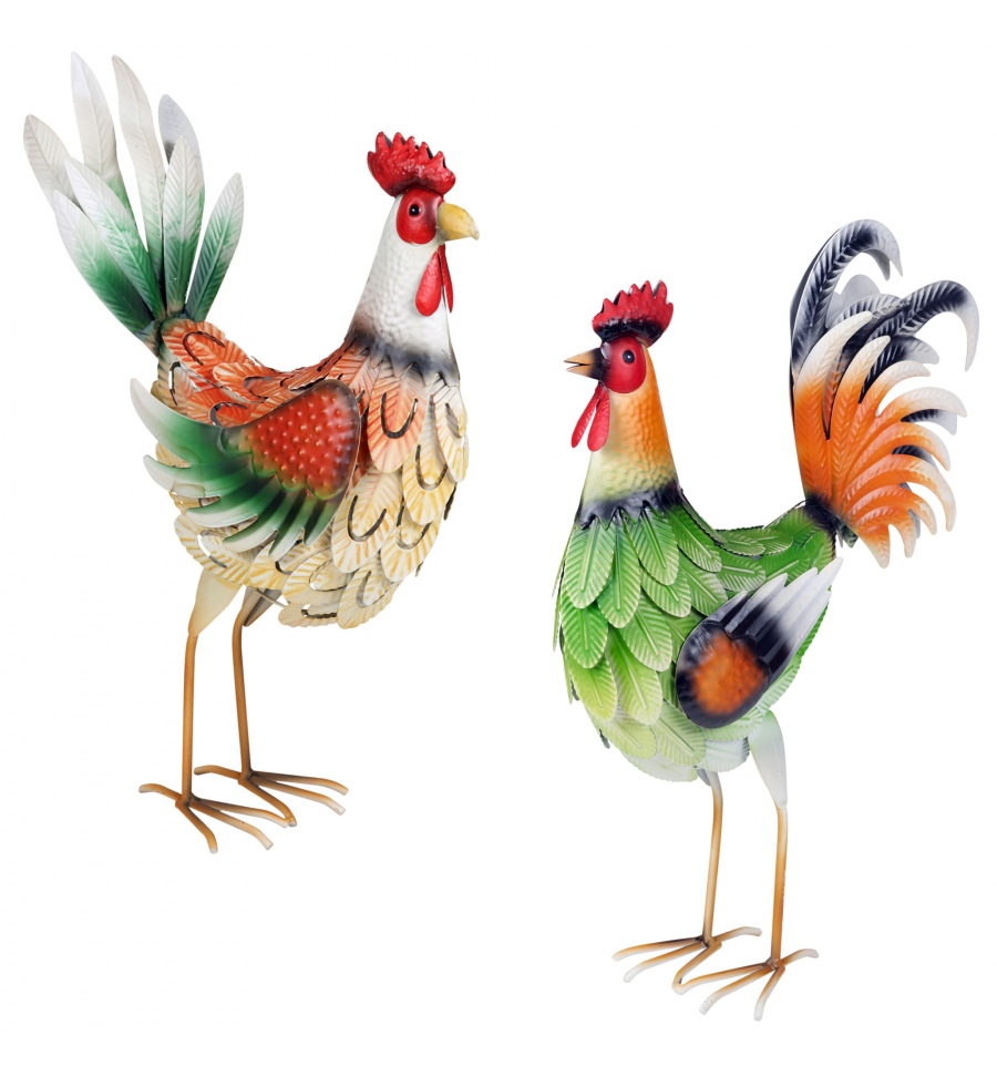 metal rooster figurines