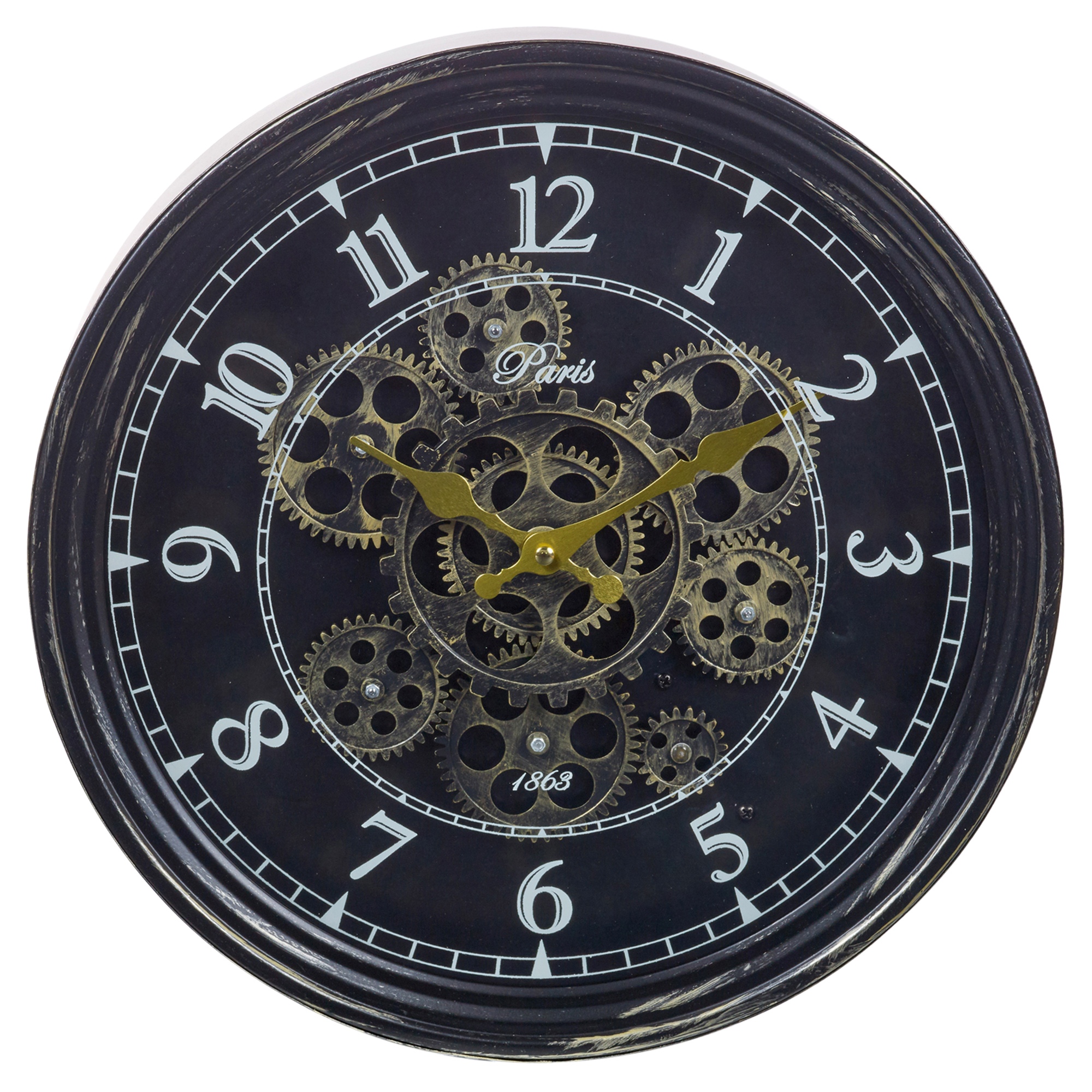 Large Wall Clock Rotating Gears Cogs Metal Novelty Antique Vintage Skeleton 8719202948356 Ebay