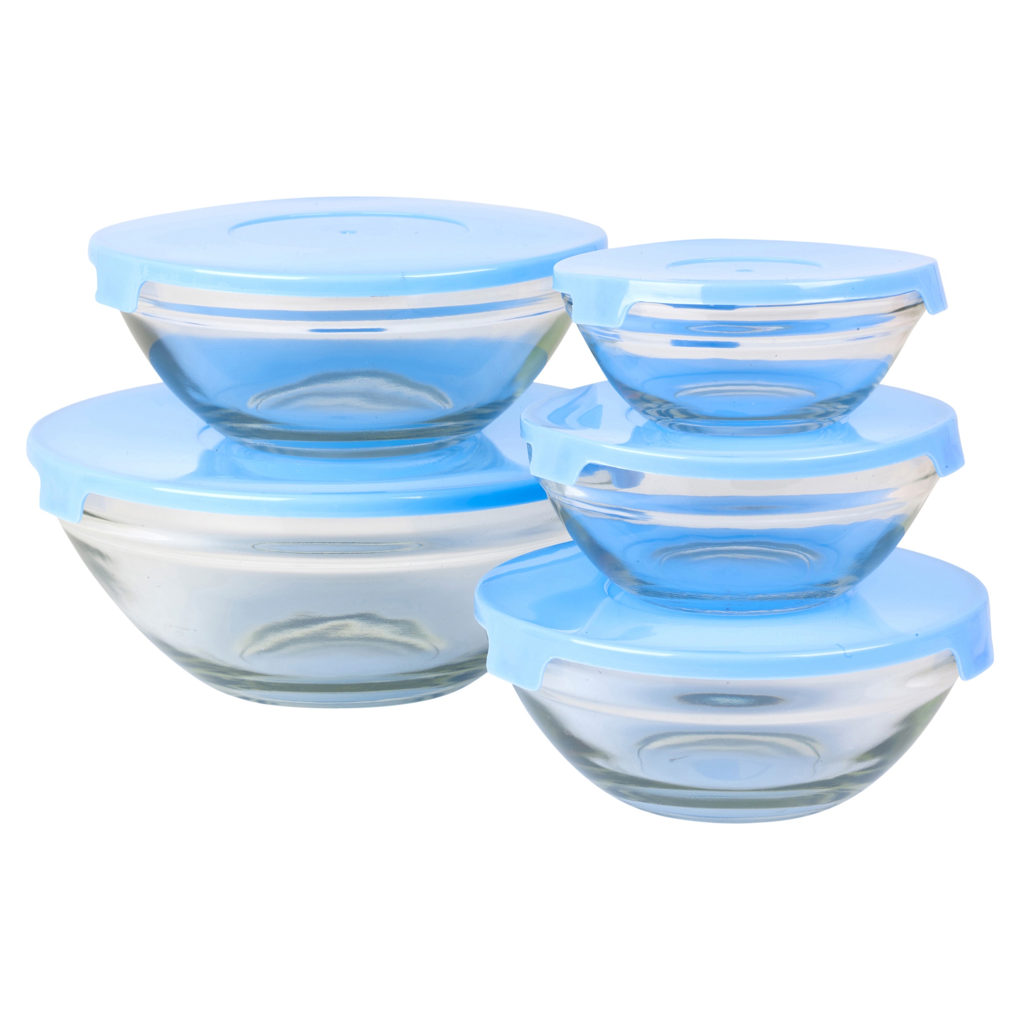 5 PCS Glass Bowl with Lid Food Storage Microwave Dishwasher and Freezer