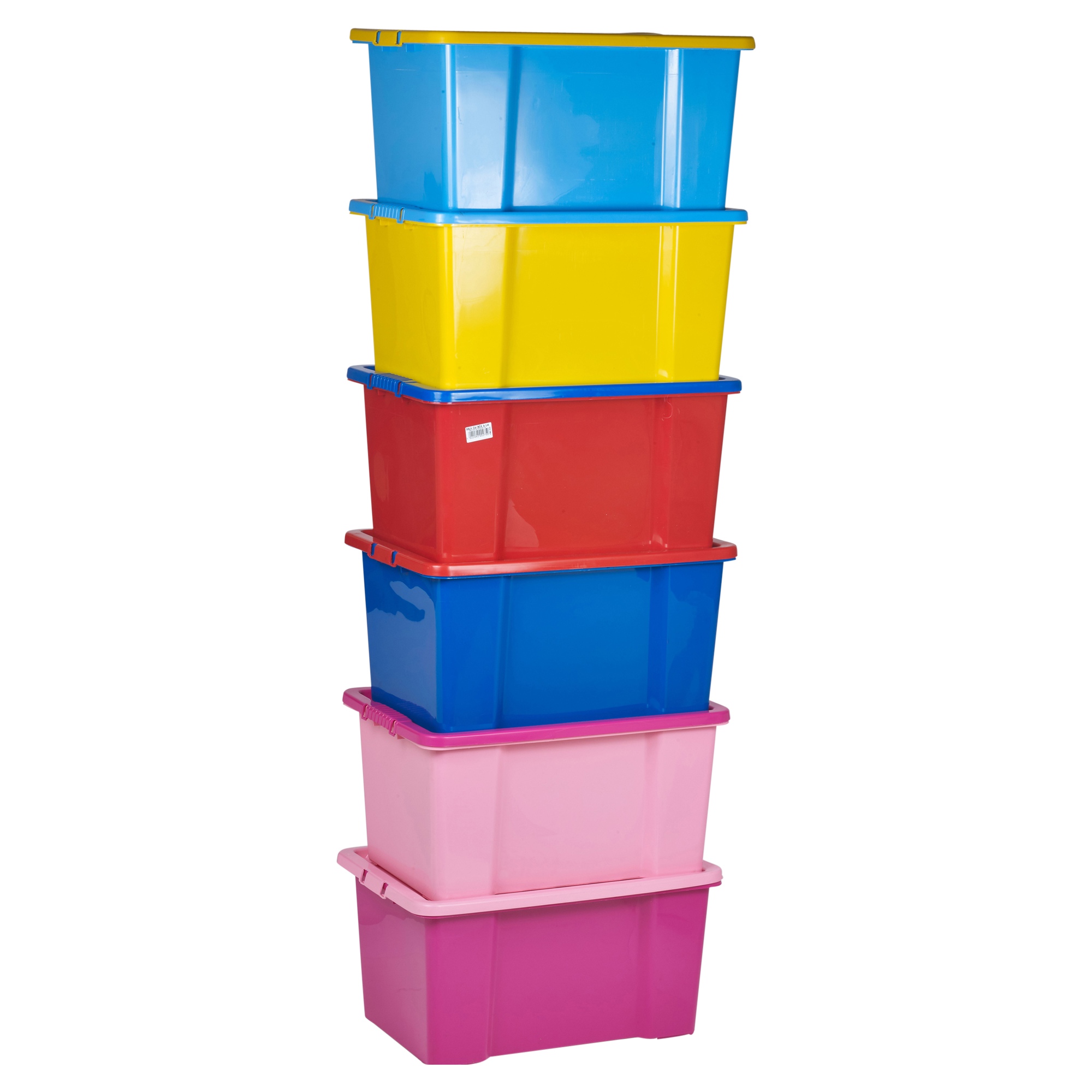 50 Litre Coloured Plastic Storage Boxes Set Clip Lid Quality Stackable ...