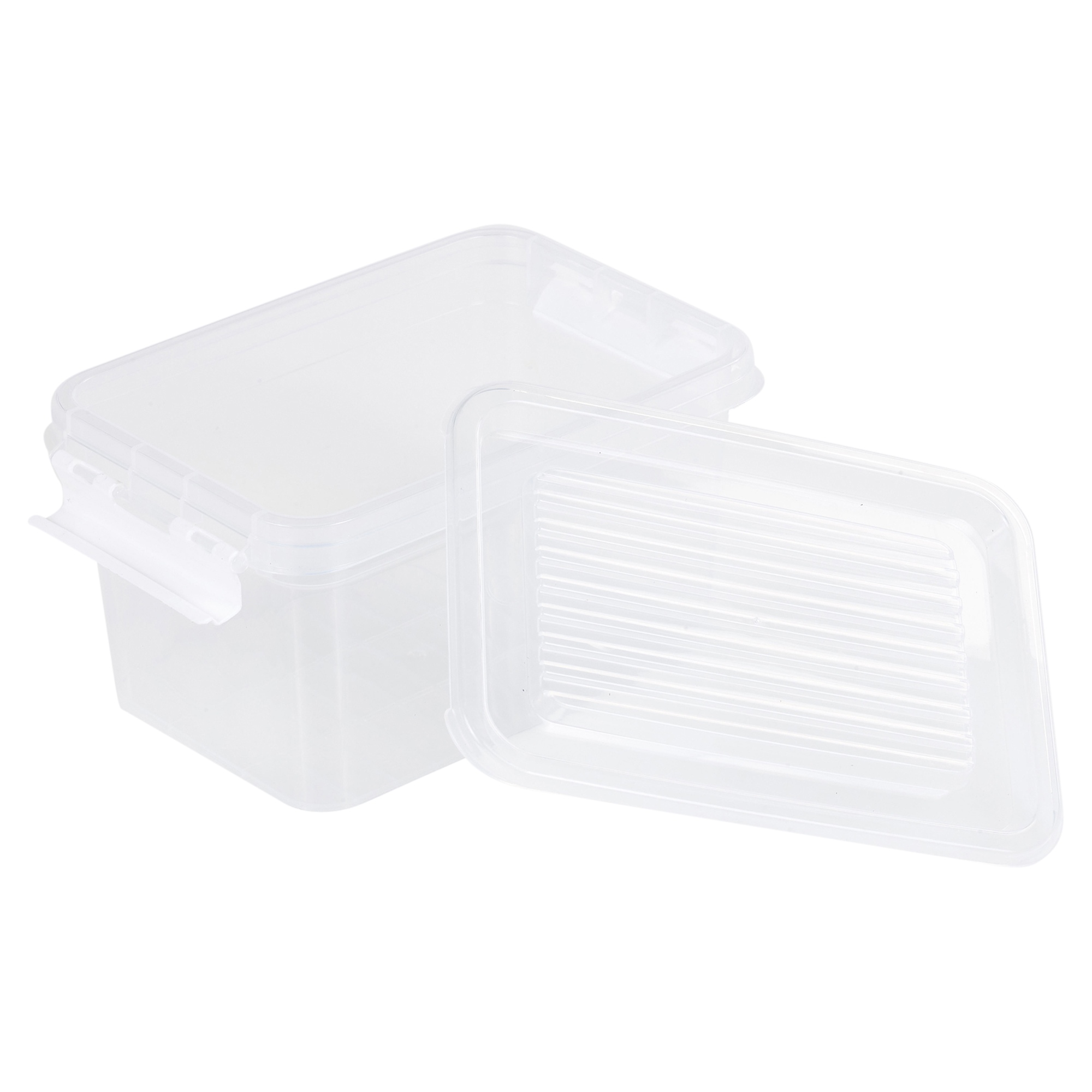 4x 1800ml White Food Storage Boxes Crates Containers with Clip On Lids