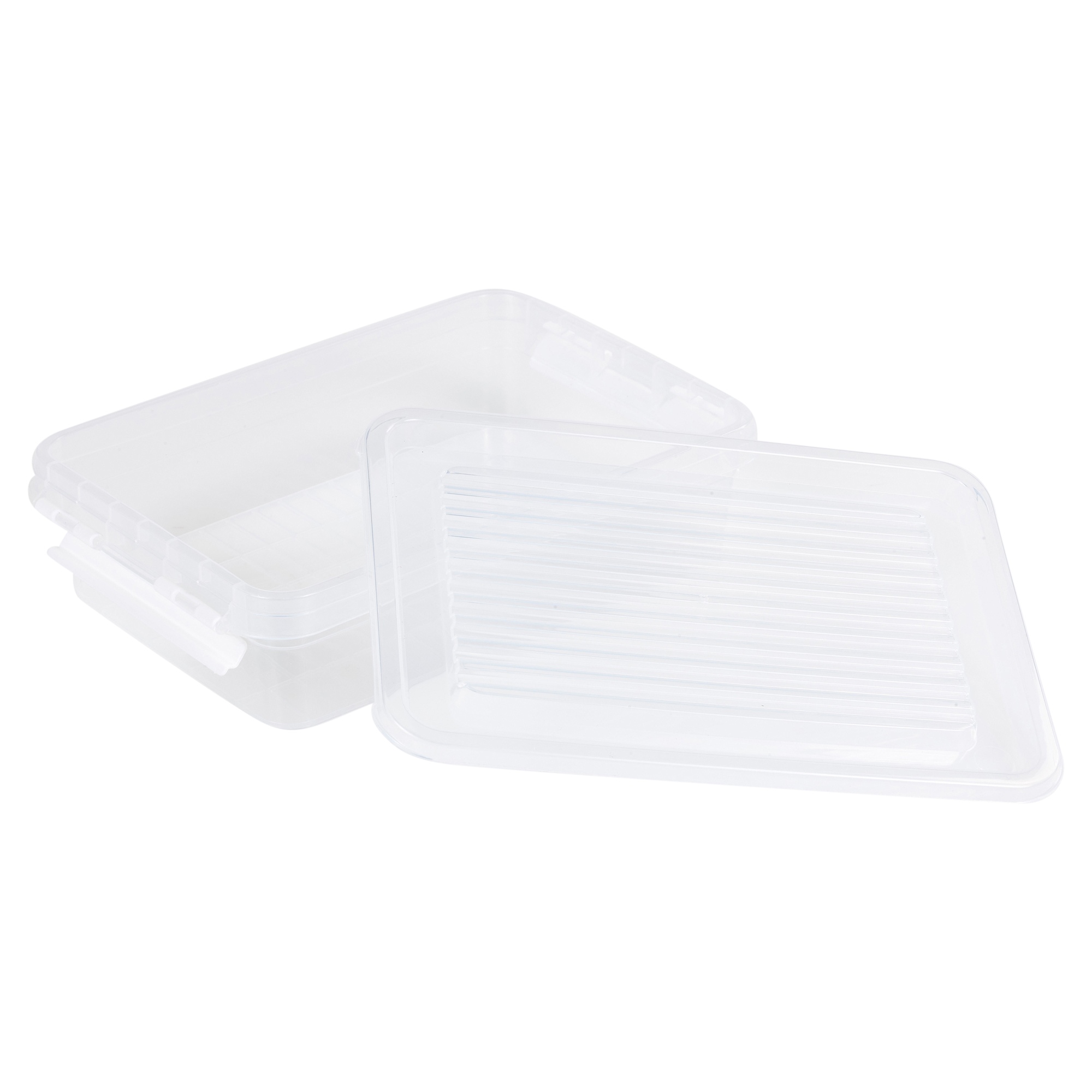 4x 1800ml White Food Storage Boxes Crates Containers with Clip On Lids