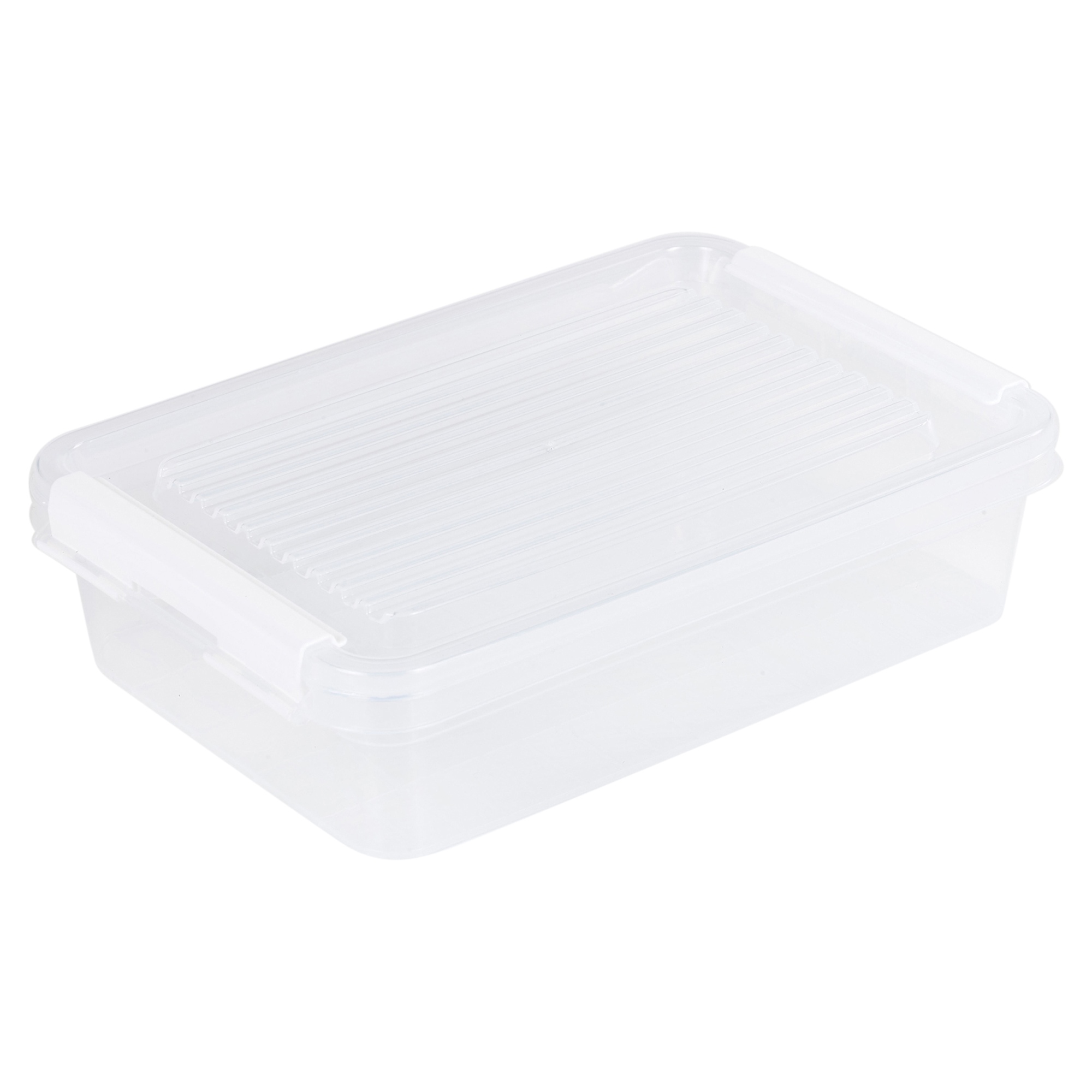 4x 500ml White Food Storage Boxes Crates Containers with Clip On Lids