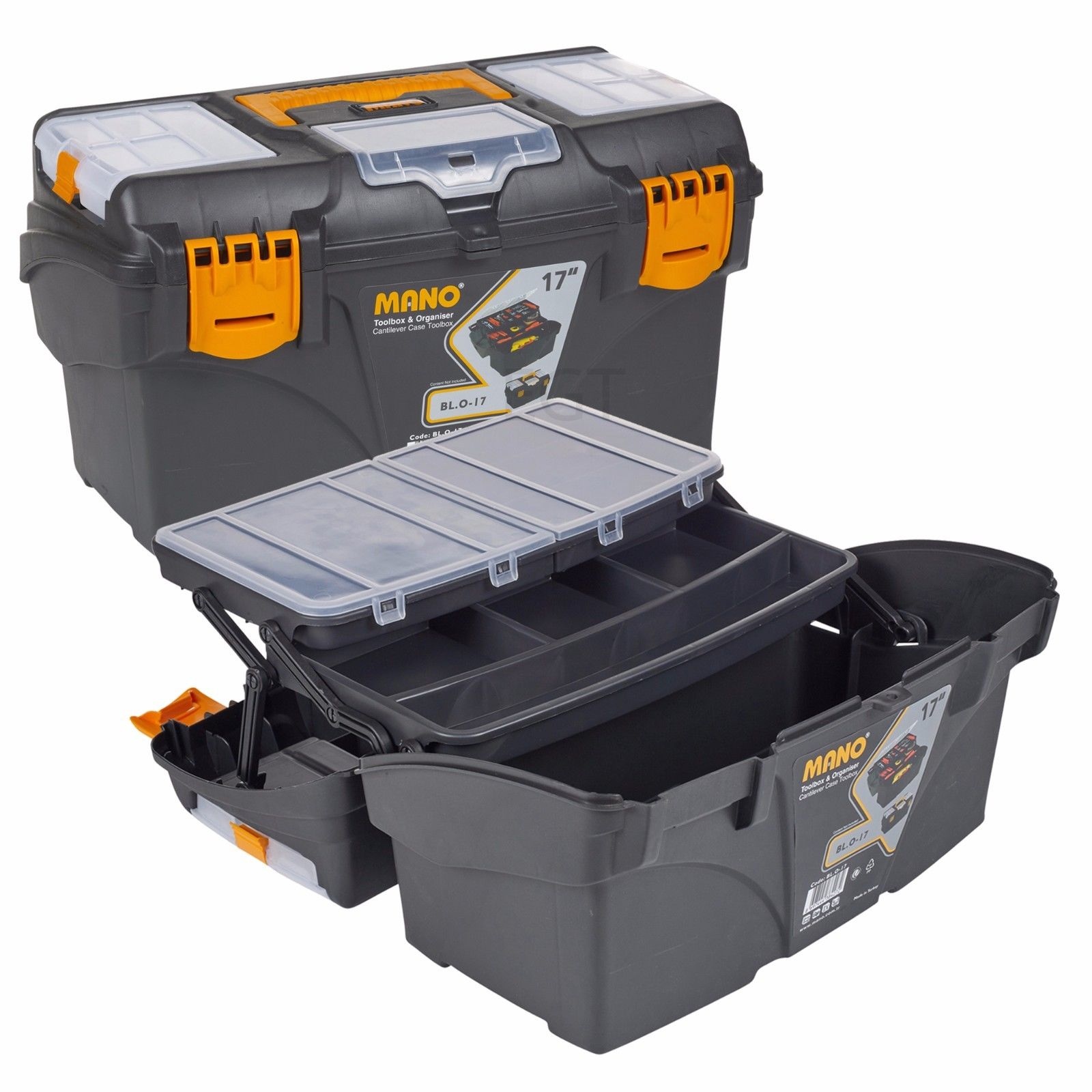 17 Plastic Tool Box Chest Lockable Removable Storage Compartments