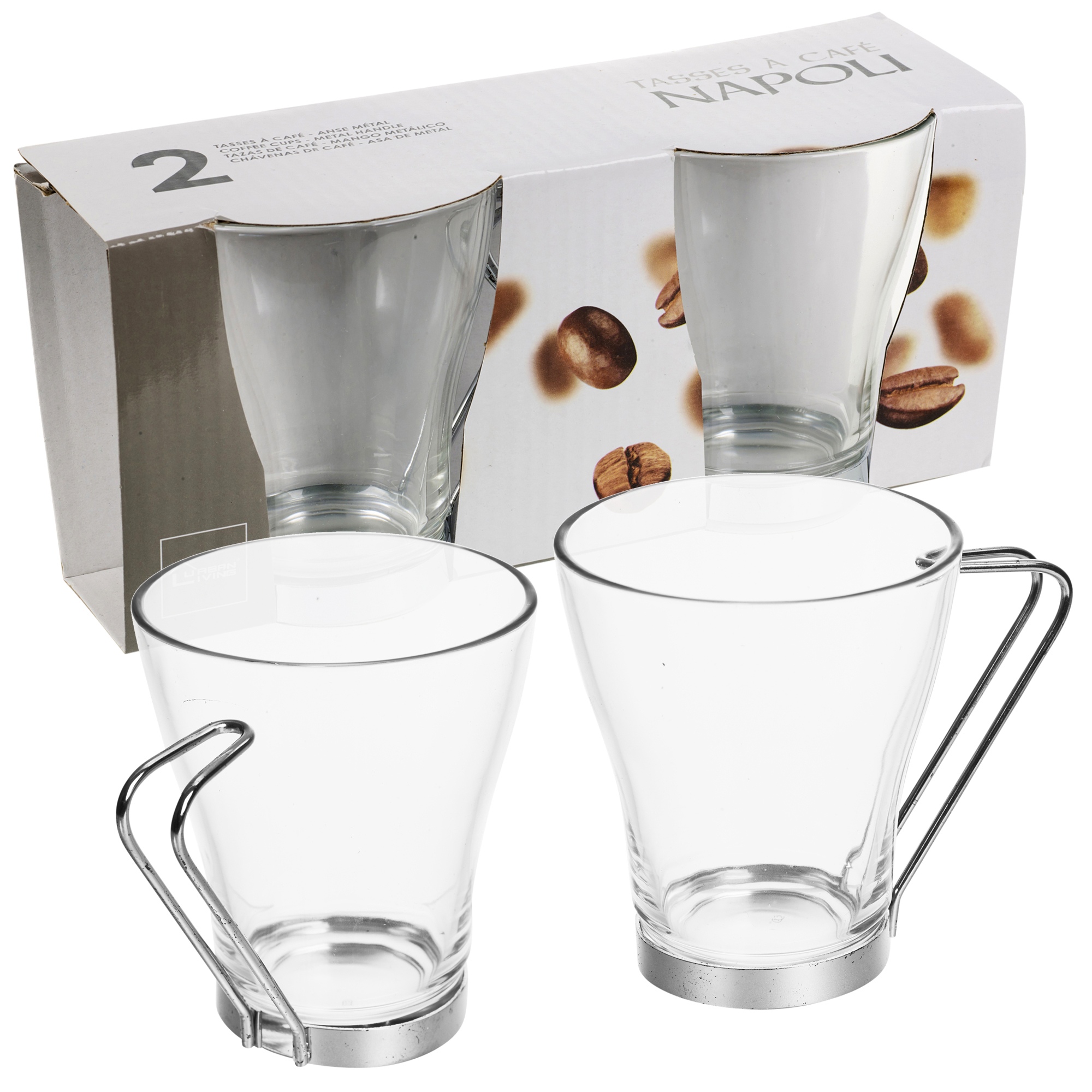 2 4 Or 6 Tea Glasses Mugs Cappuccino Hot Coffee Cups 220ml Mugs Metal